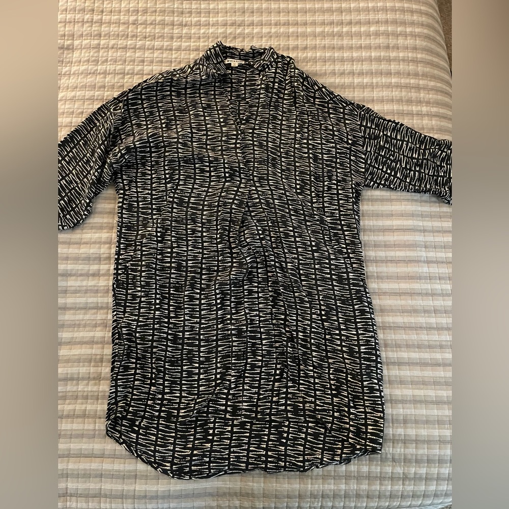 Whistles brand: blk n white printed shirt dress with side pockets